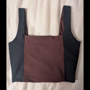 Abercrombie YPB sculptLUX Sports Bra Medium Cocoa Colorblock